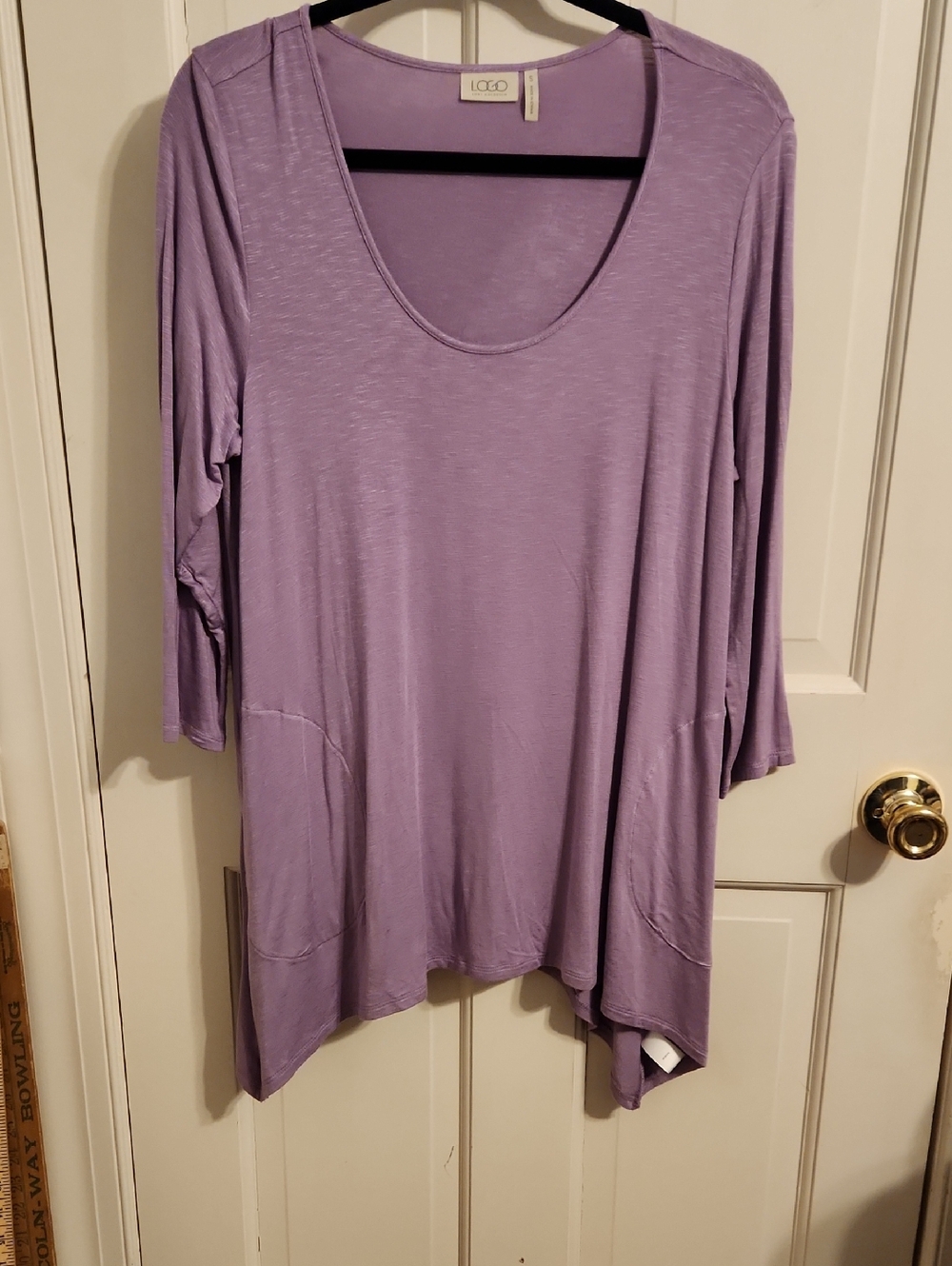 LOGO by Lori Goldstein Lilac Scoop Neck Tunic with Pockets